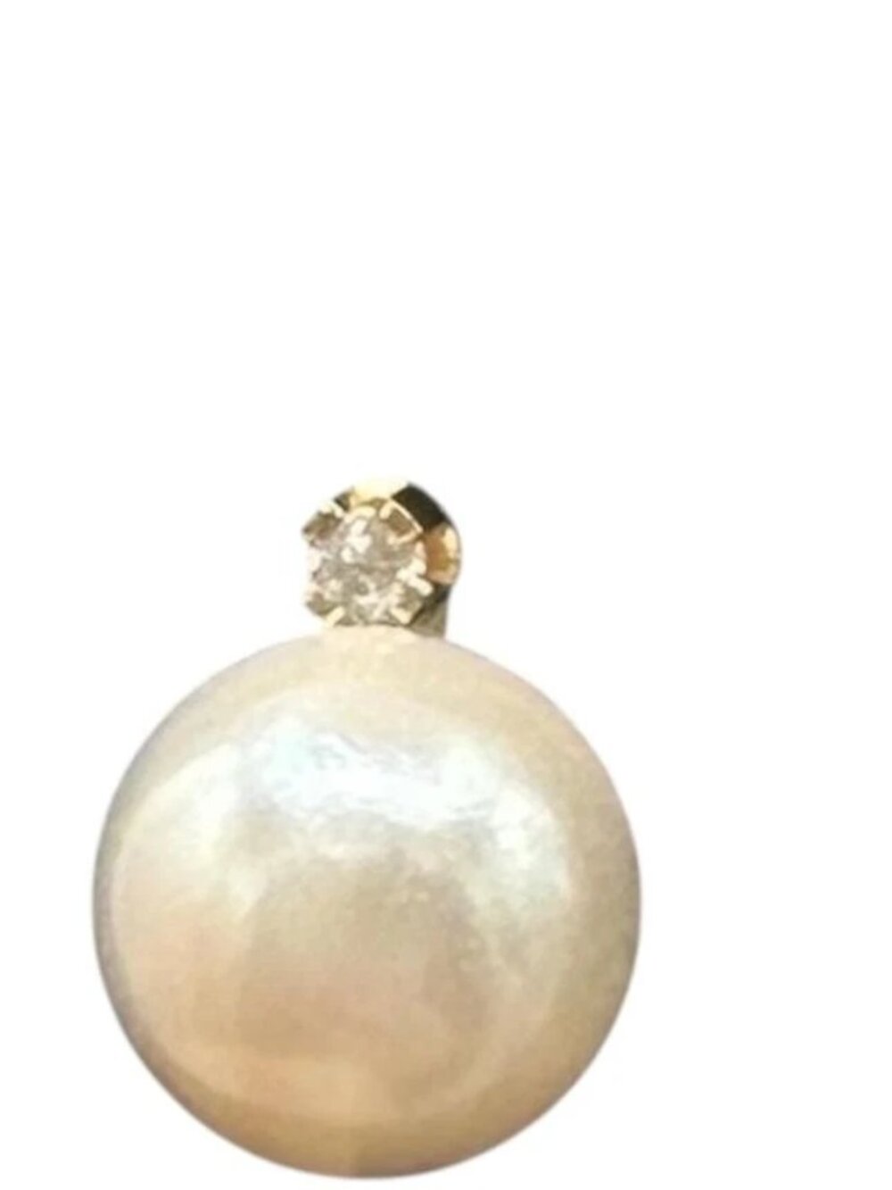 14k gold Diamond   round pearl earrings